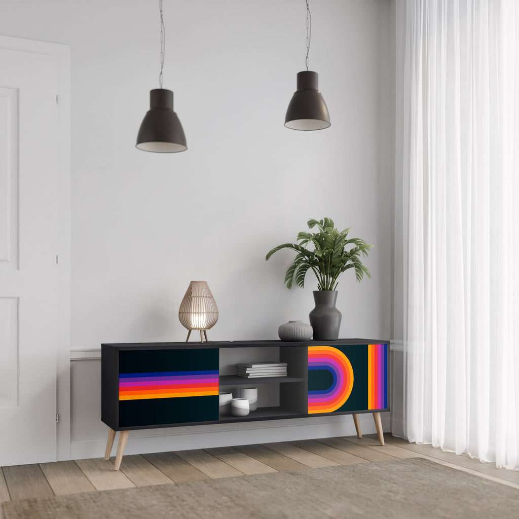 Mueble de TV de 2 puertas BLINDED BY THE LIGHTS en acabado negro