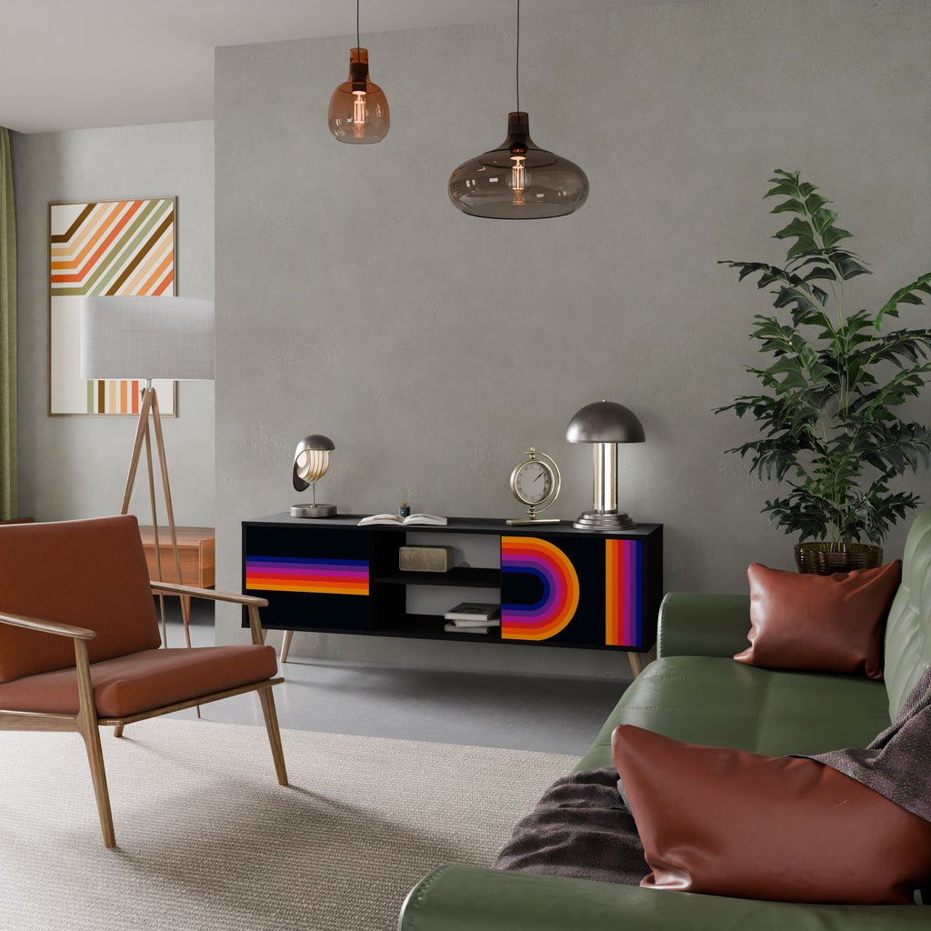 Mueble de TV de 2 puertas BLINDED BY THE LIGHTS en acabado negro
