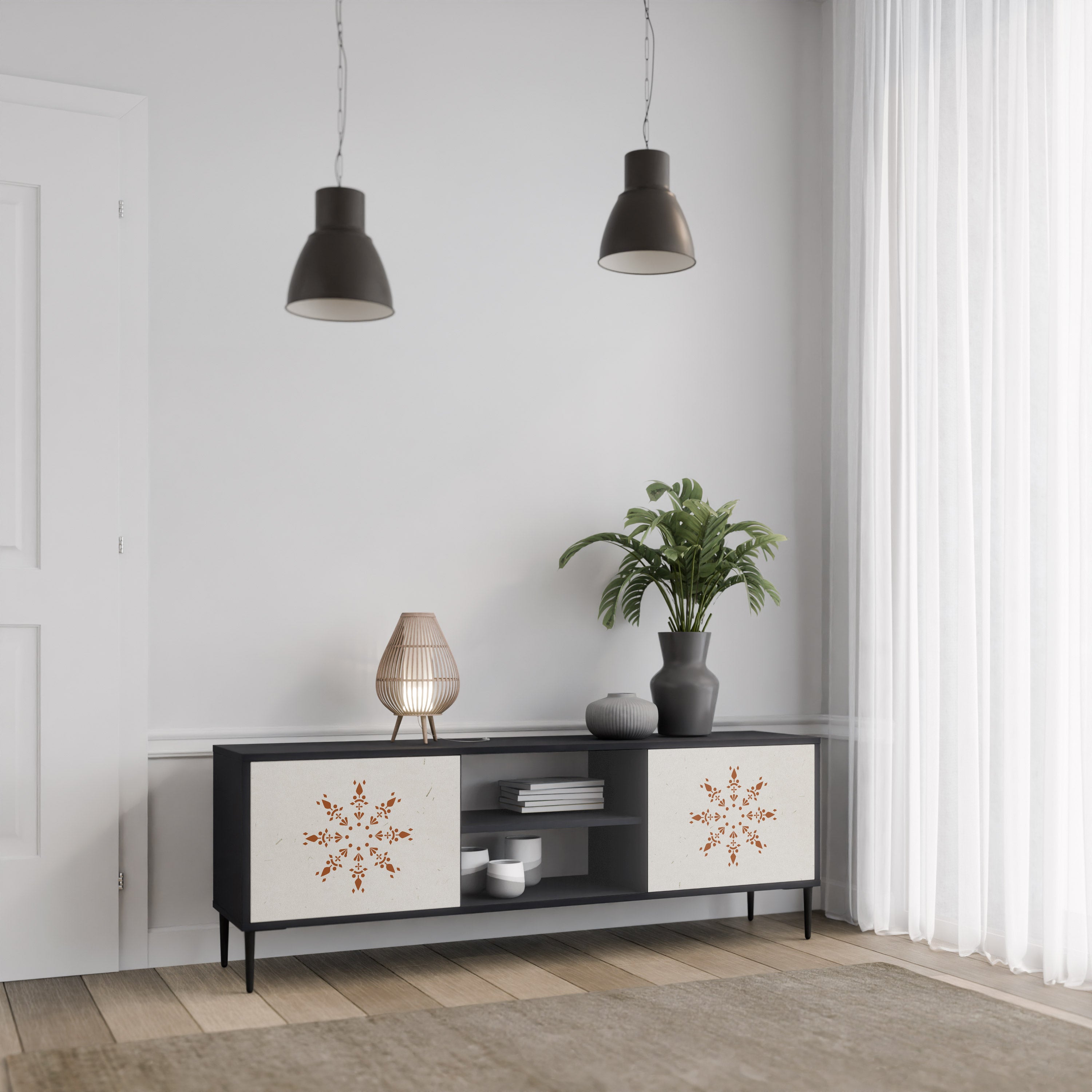 Mueble de TV DAILY HARMONY de 2 puertas con acabado negro