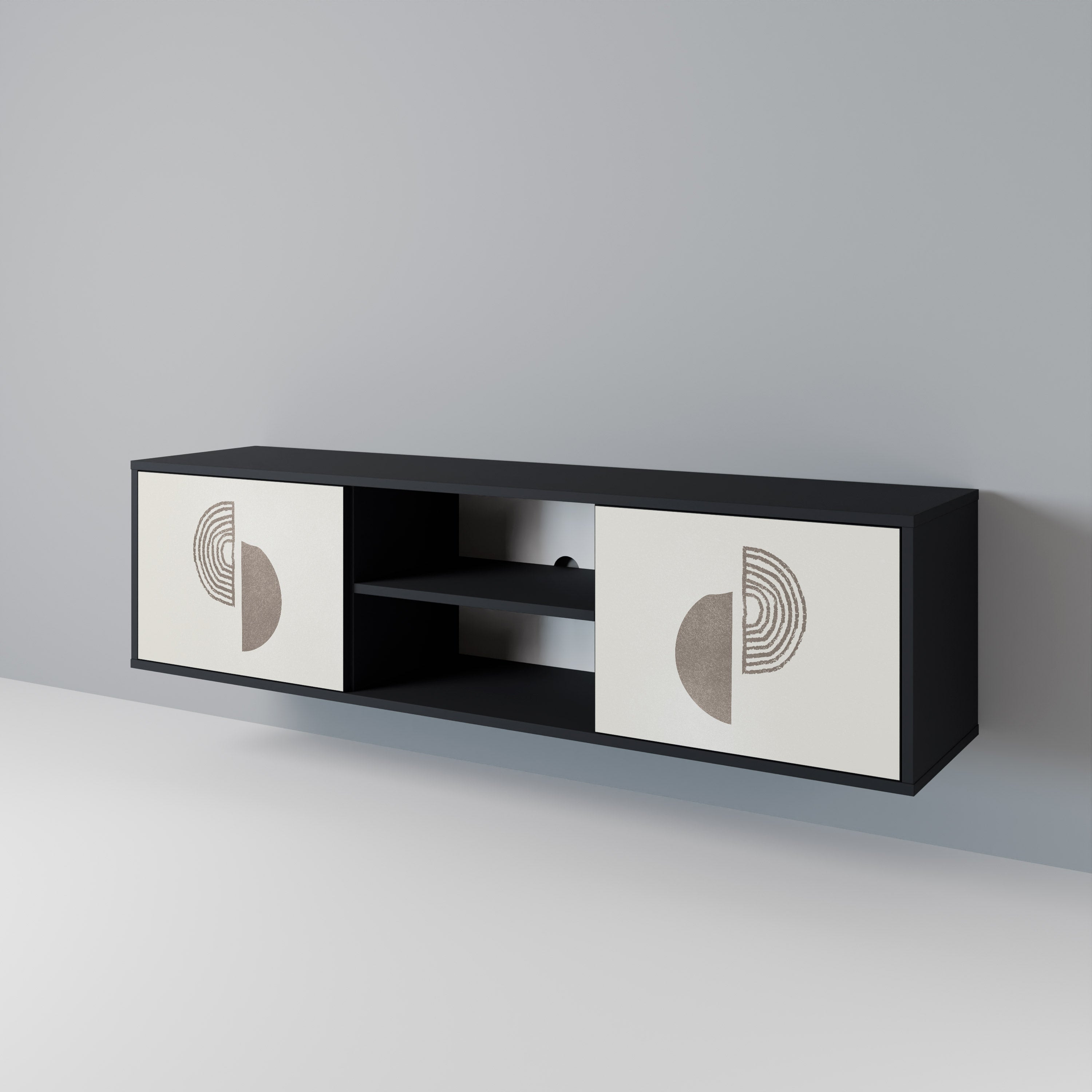 Mueble de TV de 2 puertas HARMONY ESSENCE con acabado negro