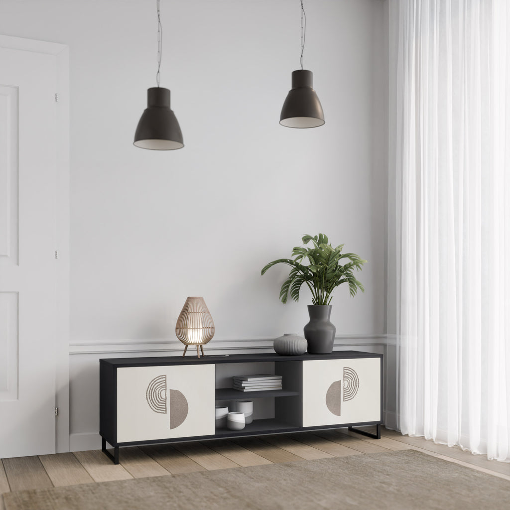 Mueble de TV de 2 puertas HARMONY ESSENCE con acabado negro
