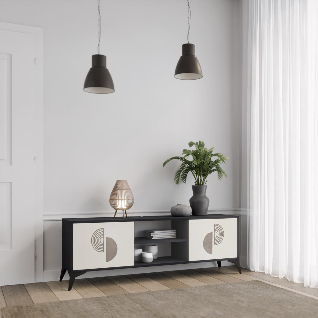 Mueble de TV de 2 puertas HARMONY ESSENCE con acabado negro