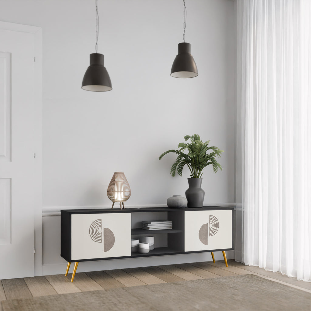 Mueble de TV de 2 puertas HARMONY ESSENCE con acabado negro