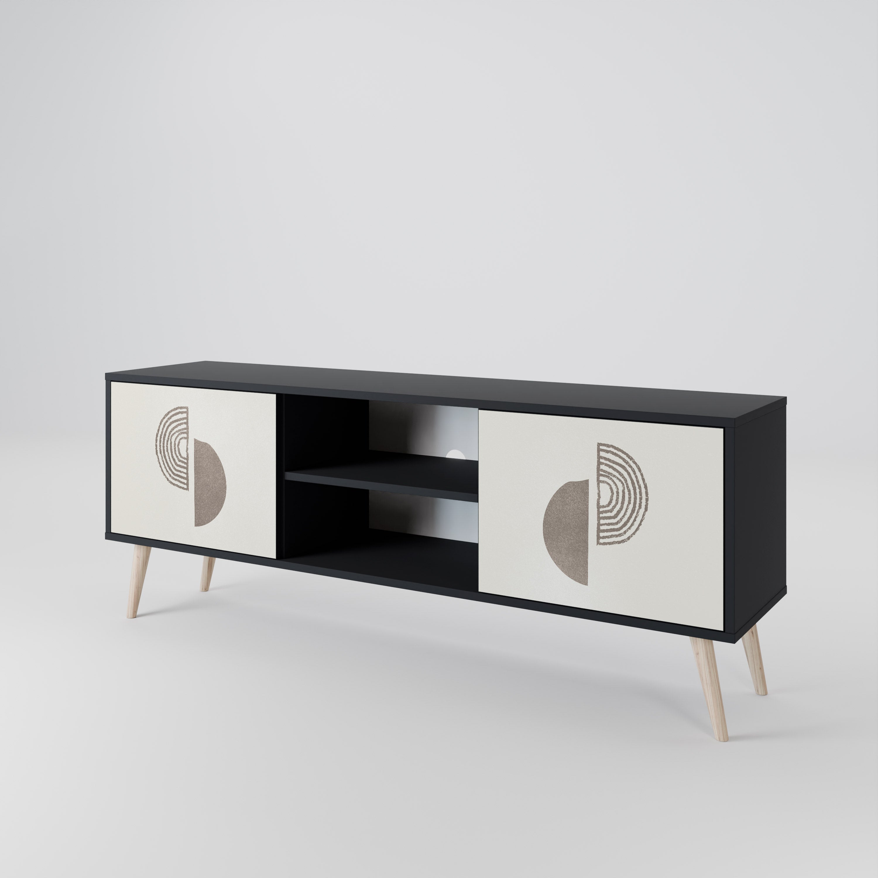 Mueble de TV de 2 puertas HARMONY ESSENCE con acabado negro