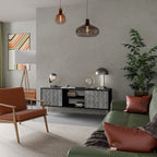 WAVES OF CONCRETE Mueble de TV de 2 Puertas en Acabado Negro