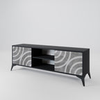 CIRCLE CONCRETE 2-Door TV Stand in Black Finish