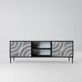 CIRCLE CONCRETE 2-Door TV Stand in Black Finish