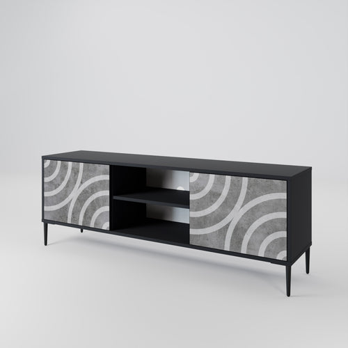 CIRCLE CONCRETE 2-Door TV Stand in Black Finish