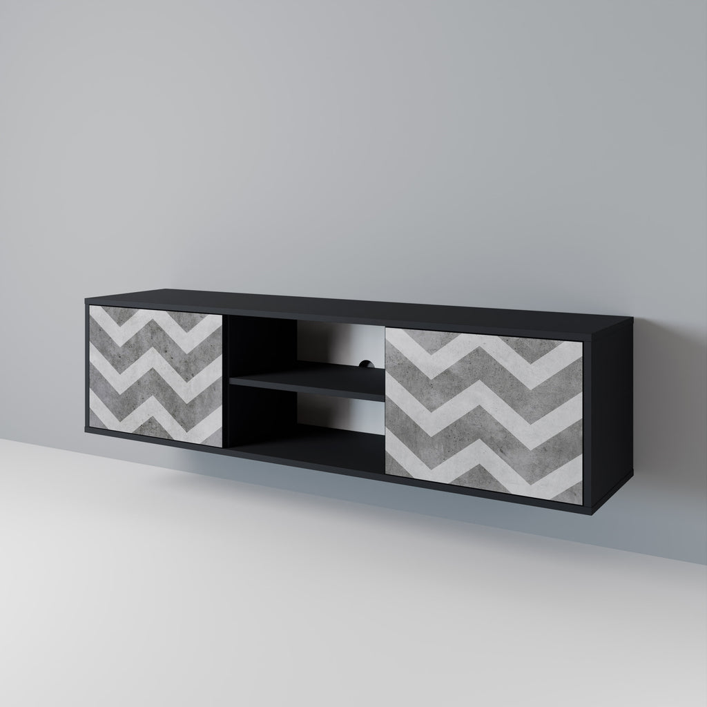 Mueble para TV TOUGH ZIG ZAG de 2 puertas con acabado negro