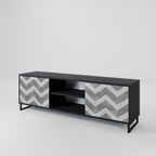 TOUGH ZIG ZAG Mueble de TV de 2 Puertas en Acabado Negro