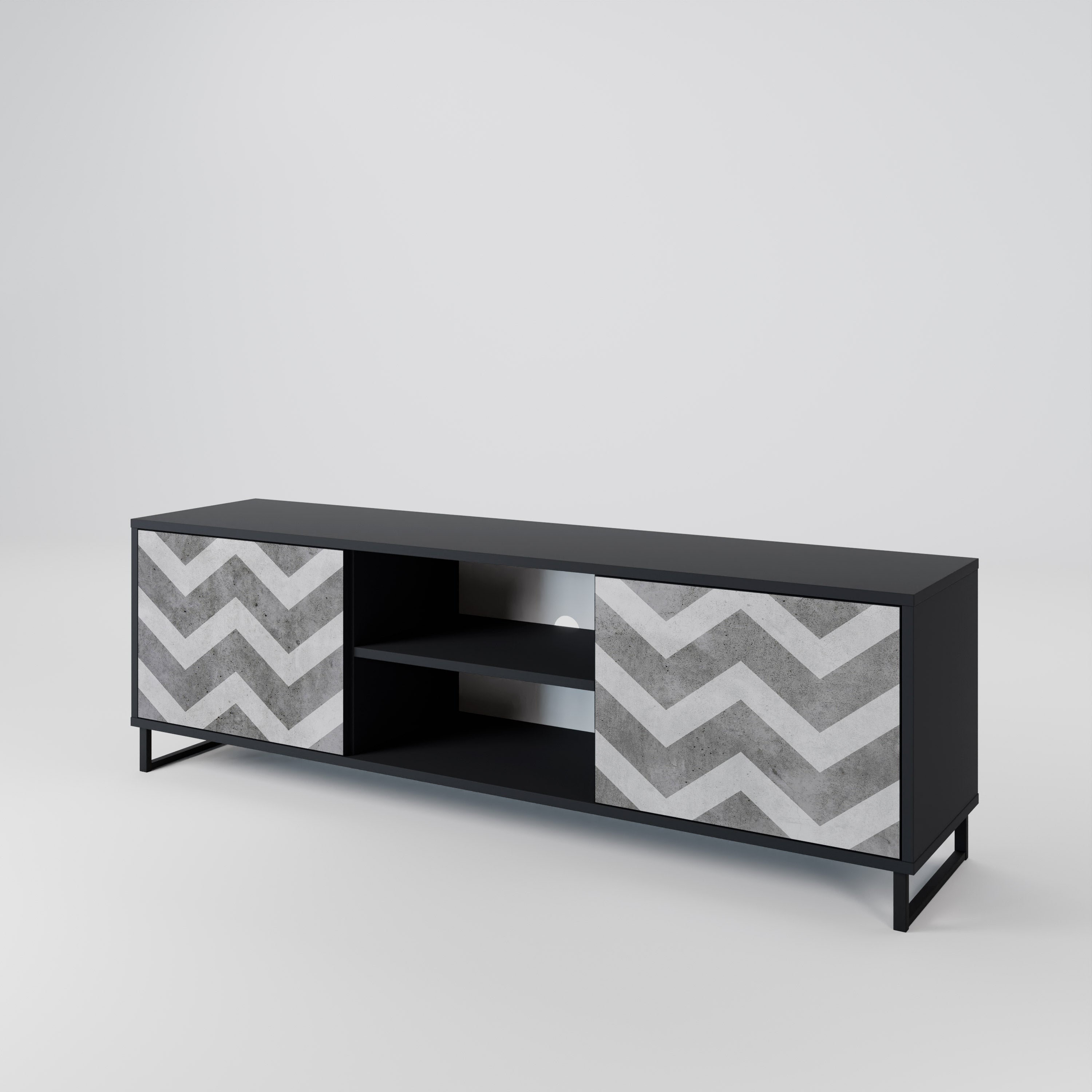 Mueble para TV TOUGH ZIG ZAG de 2 puertas con acabado negro