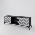 TOUGH ZIG ZAG Mueble de TV de 2 Puertas en Acabado Negro