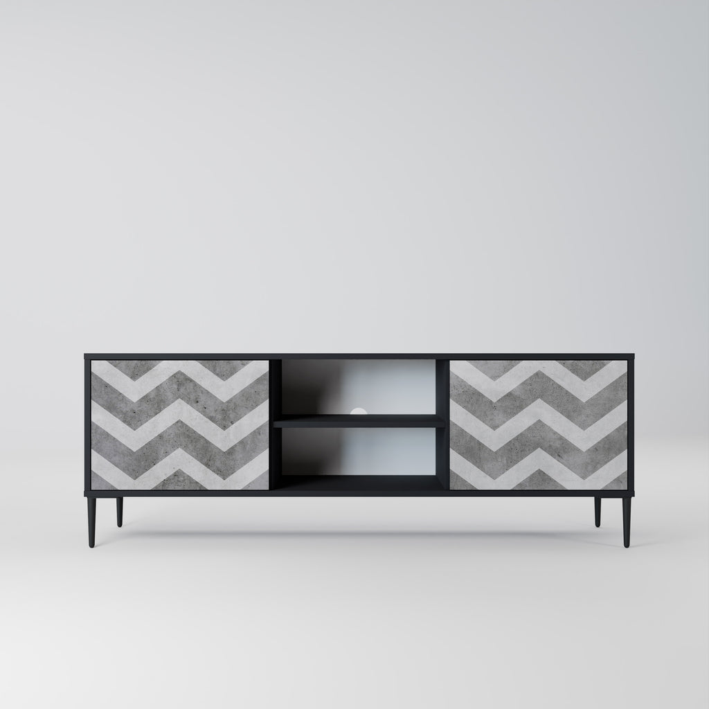 Mueble para TV TOUGH ZIG ZAG de 2 puertas con acabado negro