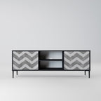 TOUGH ZIG ZAG Mueble de TV de 2 Puertas en Acabado Negro
