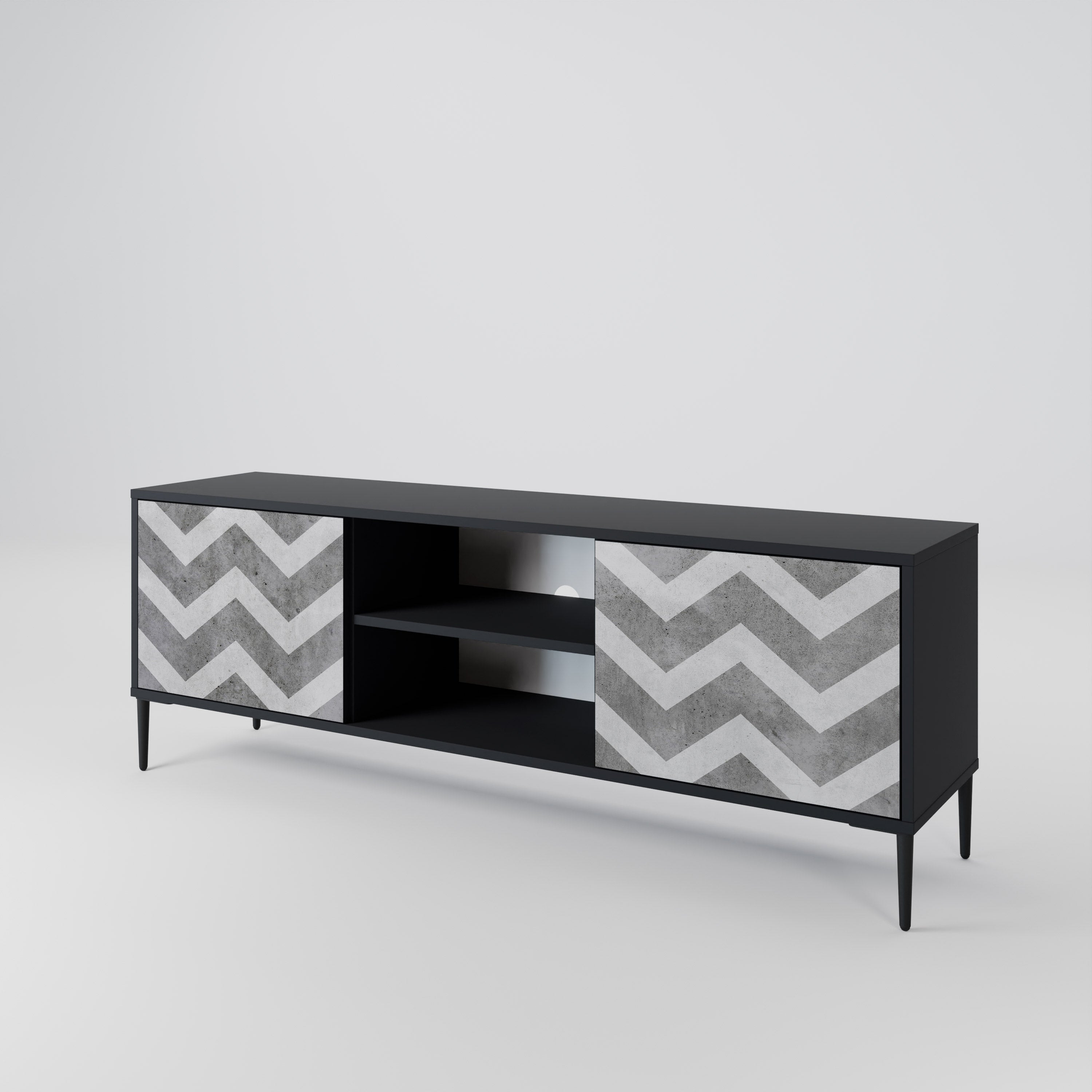 Mueble para TV TOUGH ZIG ZAG de 2 puertas con acabado negro