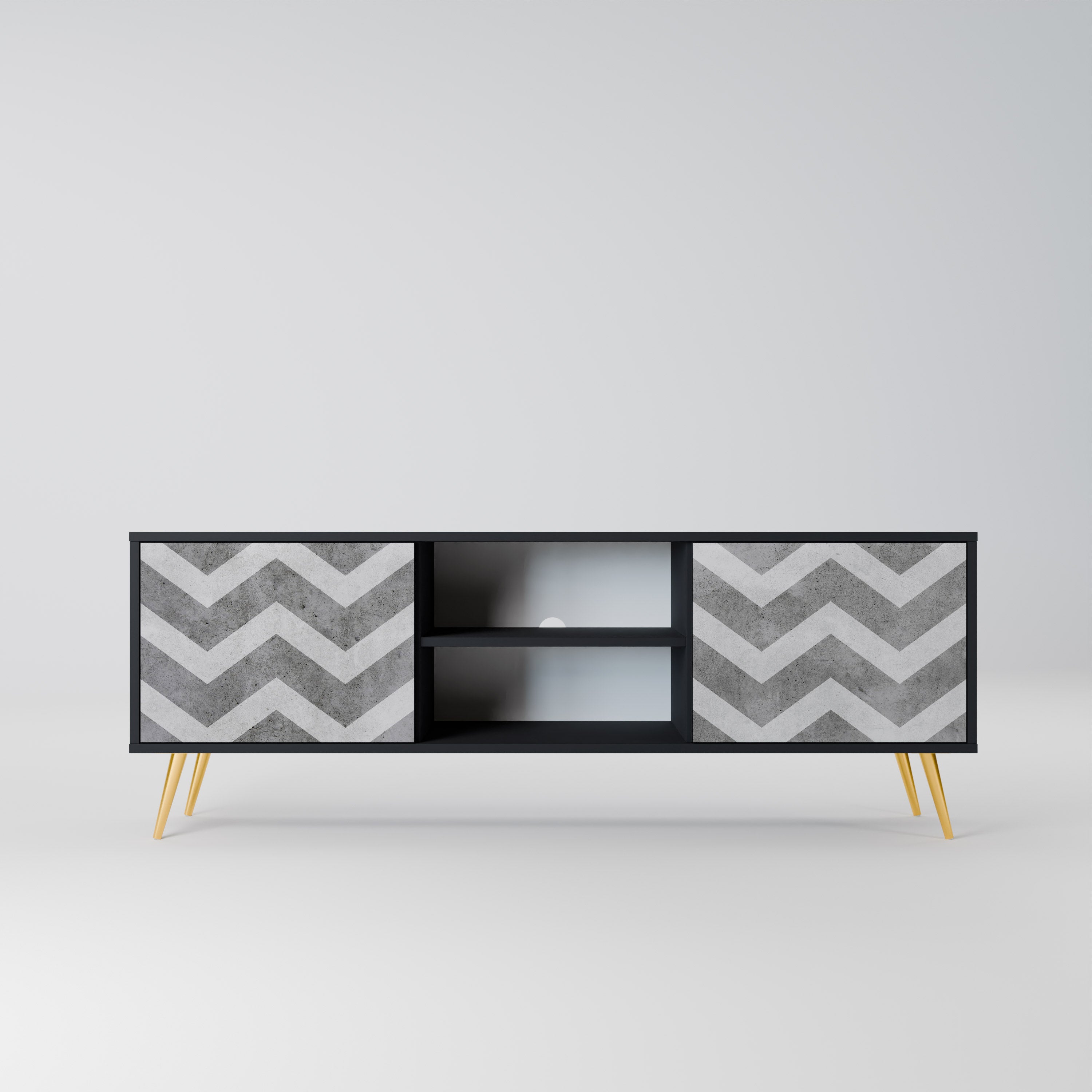 Mueble para TV TOUGH ZIG ZAG de 2 puertas con acabado negro