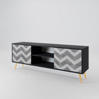 TOUGH ZIG ZAG Mueble de TV de 2 Puertas en Acabado Negro