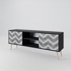 TOUGH ZIG ZAG Mueble de TV de 2 Puertas en Acabado Negro