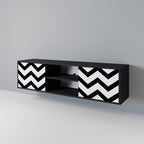CLASSIC ZIG ZAG Mueble de TV de 2 Puertas en Acabado Negro