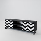 CLASSIC ZIG ZAG Mueble de TV de 2 Puertas en Acabado Negro
