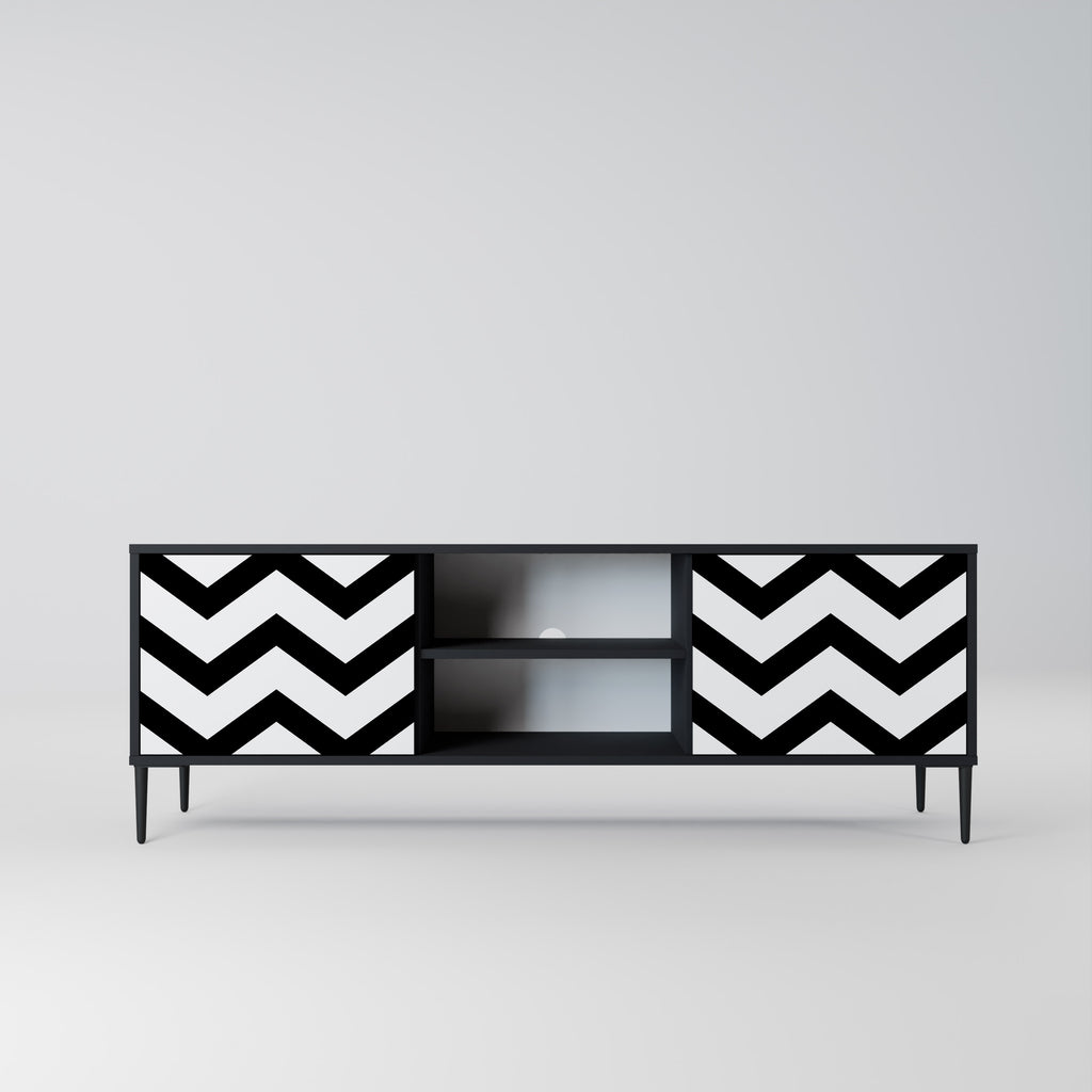 Mueble de TV CLASSIC ZIG ZAG de 2 puertas con acabado negro