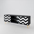 CLASSIC ZIG ZAG Mueble de TV de 2 Puertas en Acabado Negro