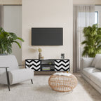 CLASSIC ZIG ZAG Mueble de TV de 2 Puertas en Acabado Negro