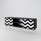 CLASSIC ZIG ZAG Mueble de TV de 2 Puertas en Acabado Negro