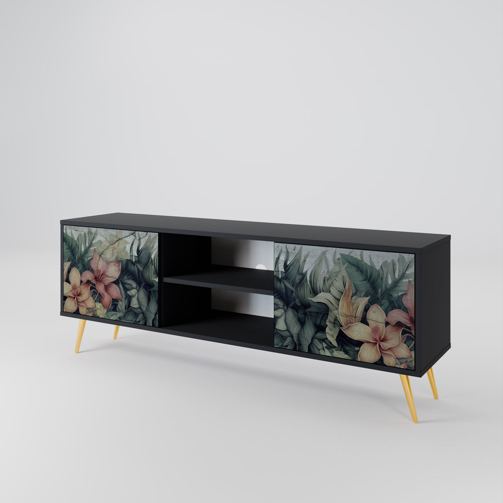 Mueble de TV de 2 puertas HEAVENLY BLOOM en acabado negro