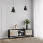 SUNFLOWER BLUR 2-Door TV Stand in Black Finish