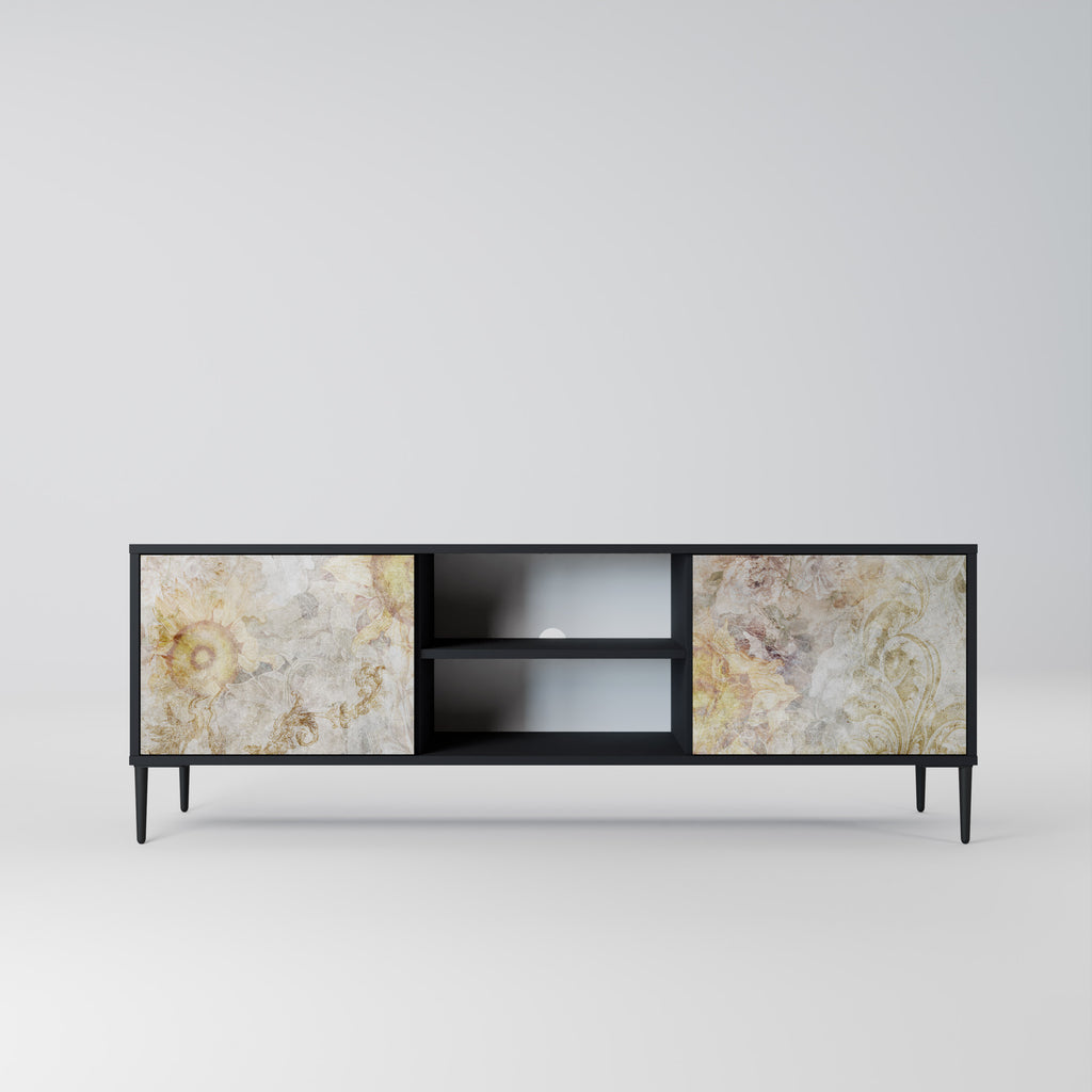 Mueble de TV de 2 puertas SUNFLOWER BLUR con acabado negro