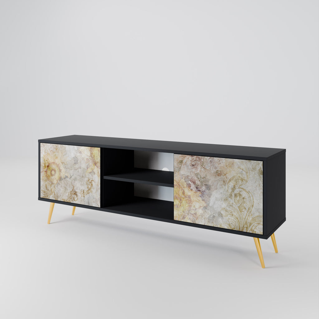 Mueble de TV de 2 puertas SUNFLOWER BLUR con acabado negro