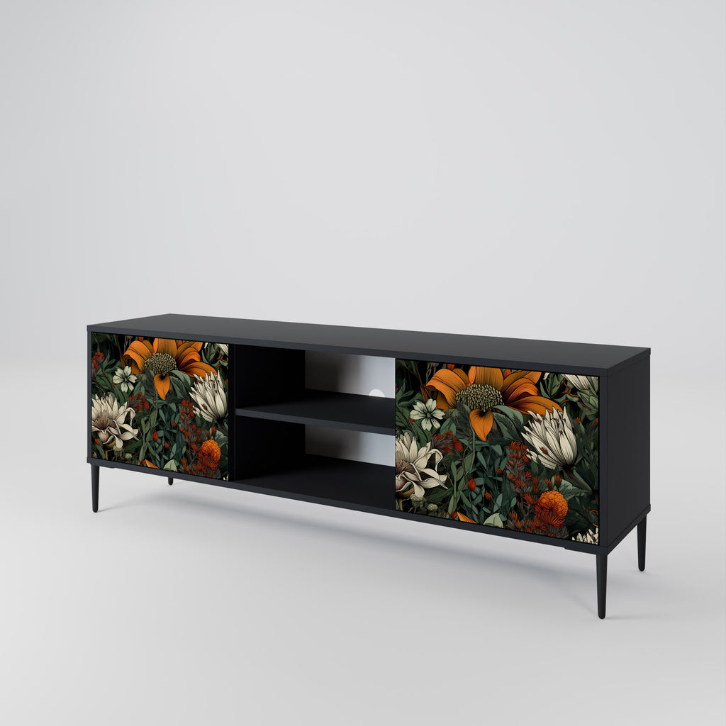 Mueble de TV de 2 puertas MIDNIGHT SPROUT con acabado negro