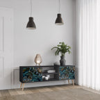 TWILIGHT BLOOM Mueble de TV de 2 Puertas en Acabado Negro