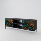 MORNING BLOOM 2-Door TV Stand in Black Finish