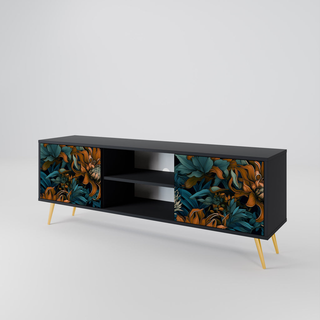 Mueble de TV de 2 puertas MORNING BLOOM en acabado negro