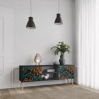 MORNING BLOOM 2-Door TV Stand in Black Finish