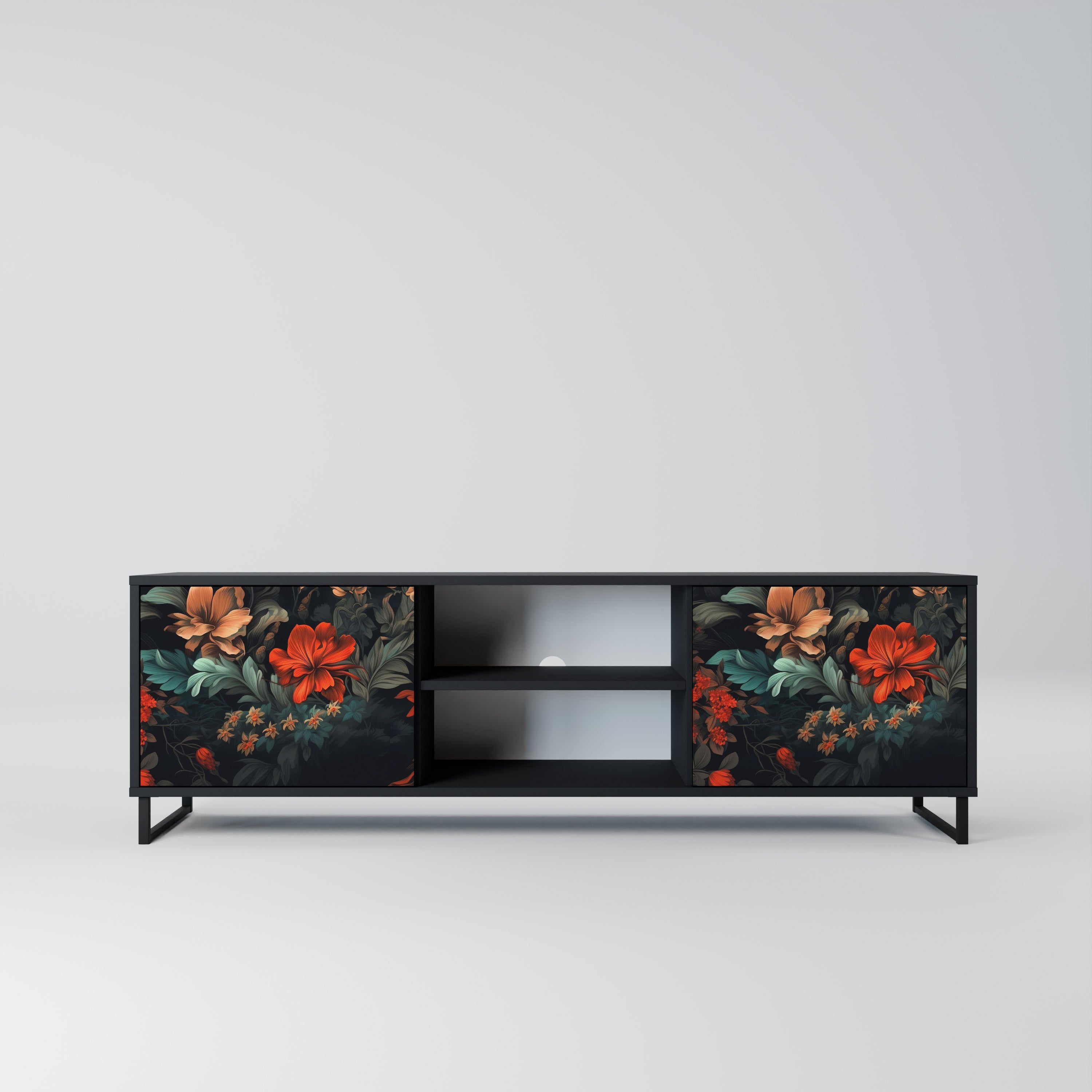 Mueble de TV IMAGINARY BLOSSOM de 2 puertas con acabado negro