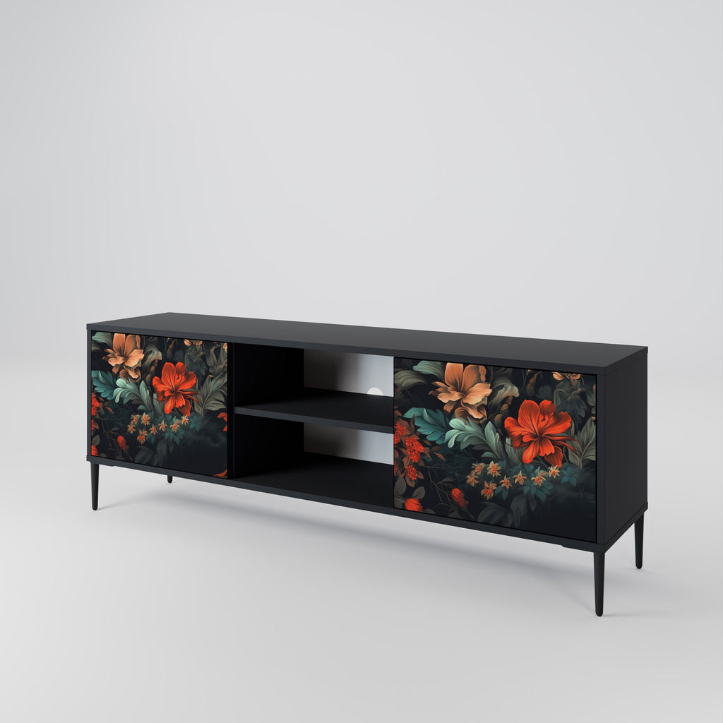 Mueble de TV IMAGINARY BLOSSOM de 2 puertas con acabado negro