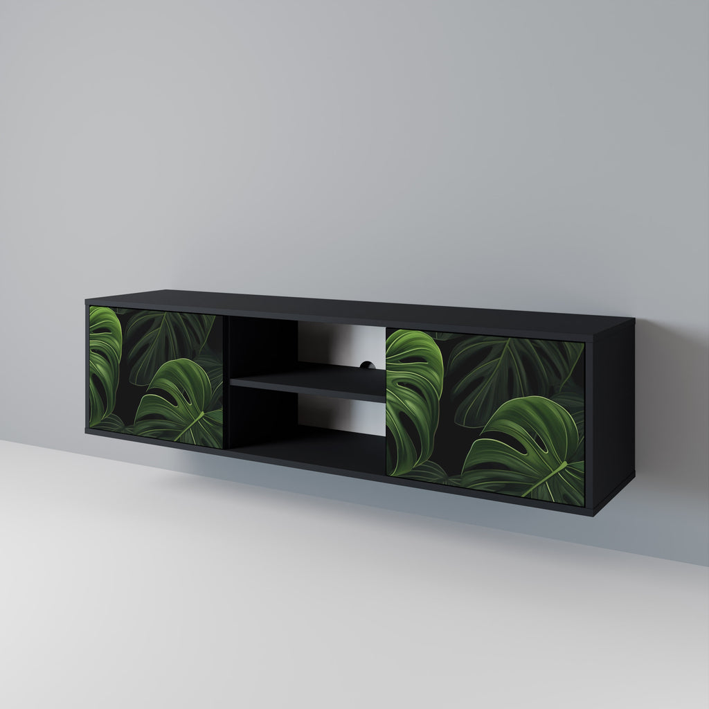 Mueble de TV INFINITE MONSTERA de 2 puertas con acabado negro