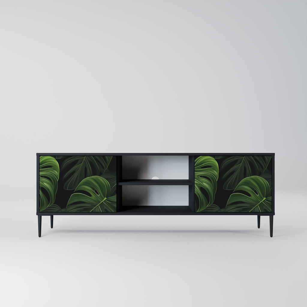 Mueble de TV INFINITE MONSTERA de 2 puertas con acabado negro