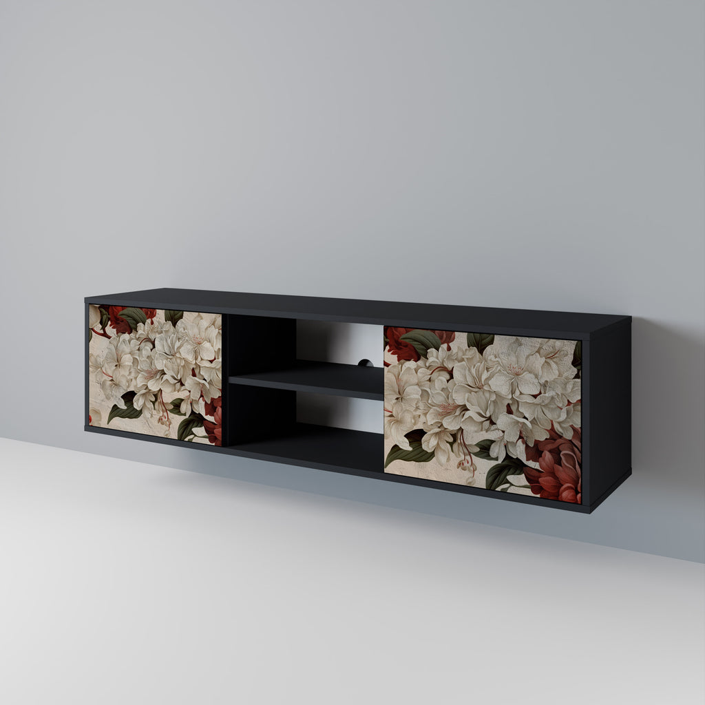 Mueble de TV de 2 puertas EPHEMERAL DAYS en acabado negro