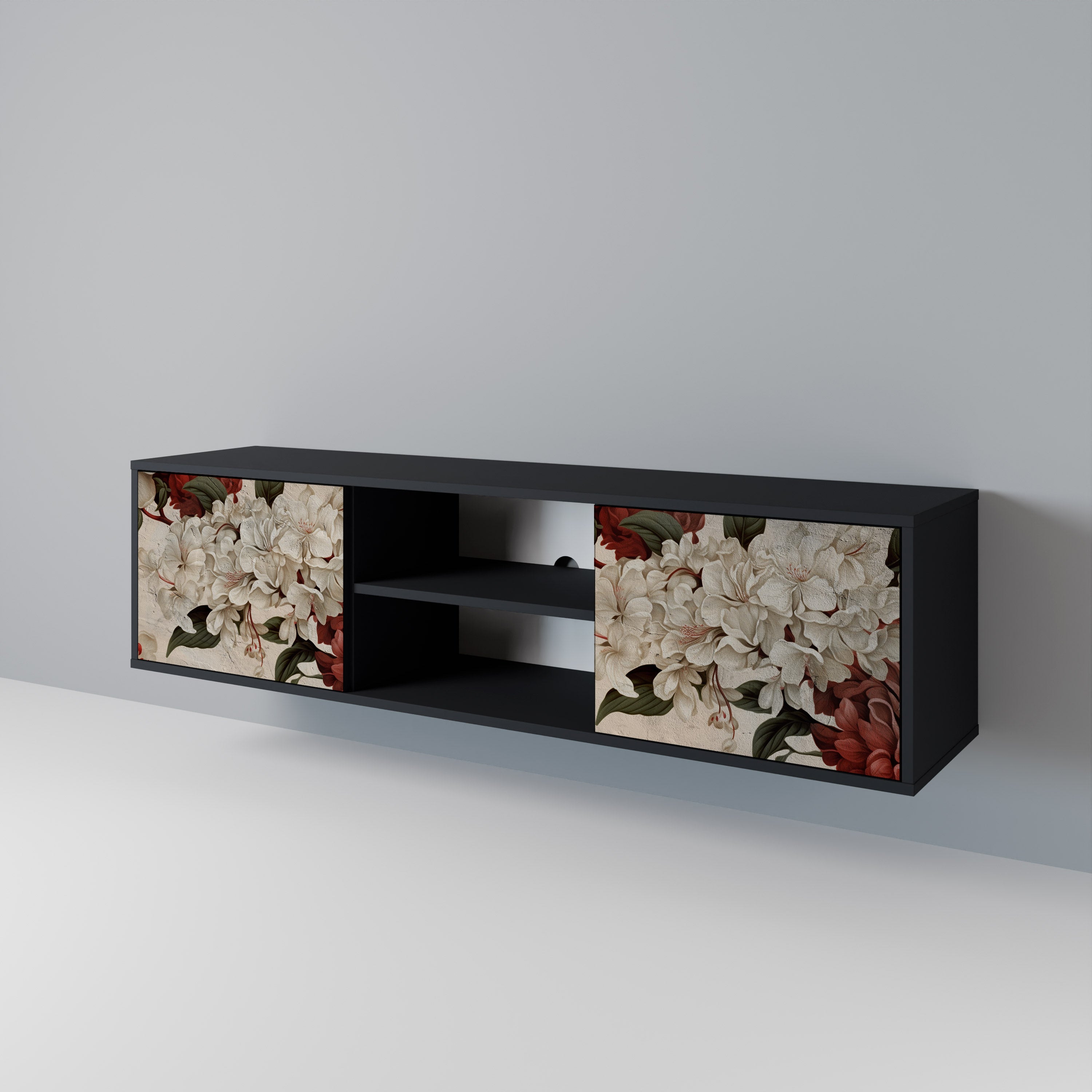 Mueble de TV de 2 puertas EPHEMERAL DAYS en acabado negro