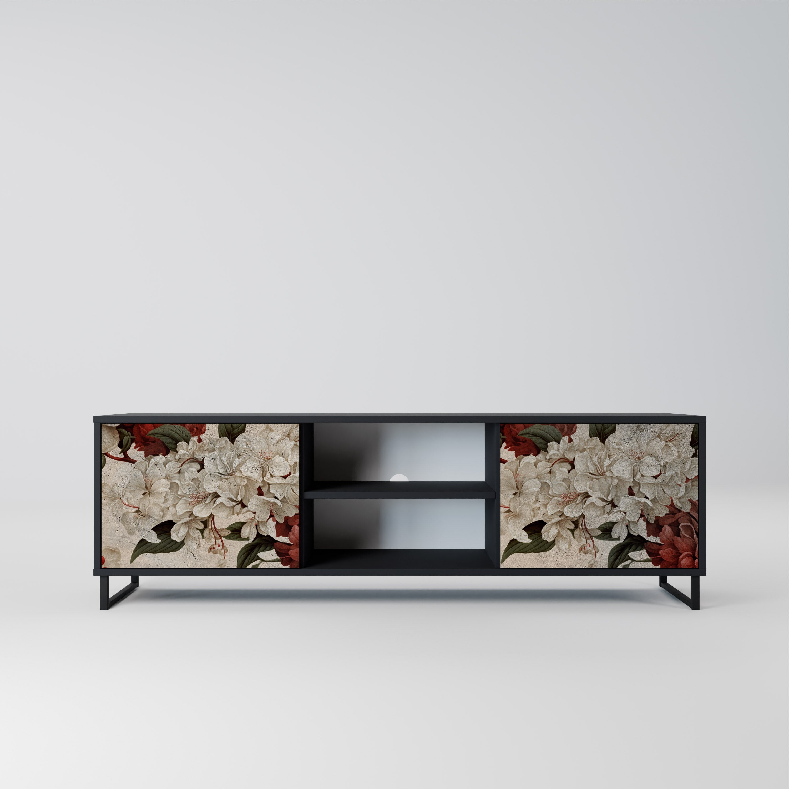 Mueble de TV de 2 puertas EPHEMERAL DAYS en acabado negro
