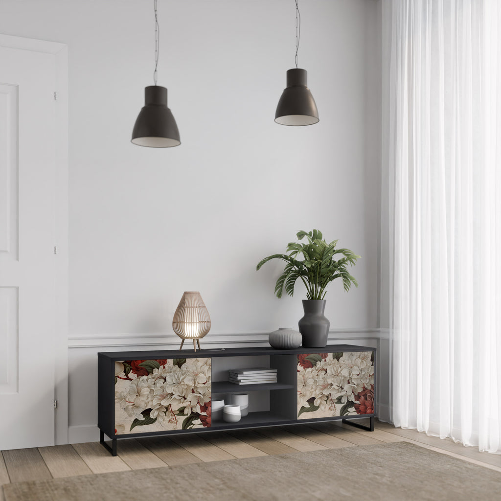 Mueble de TV de 2 puertas EPHEMERAL DAYS en acabado negro