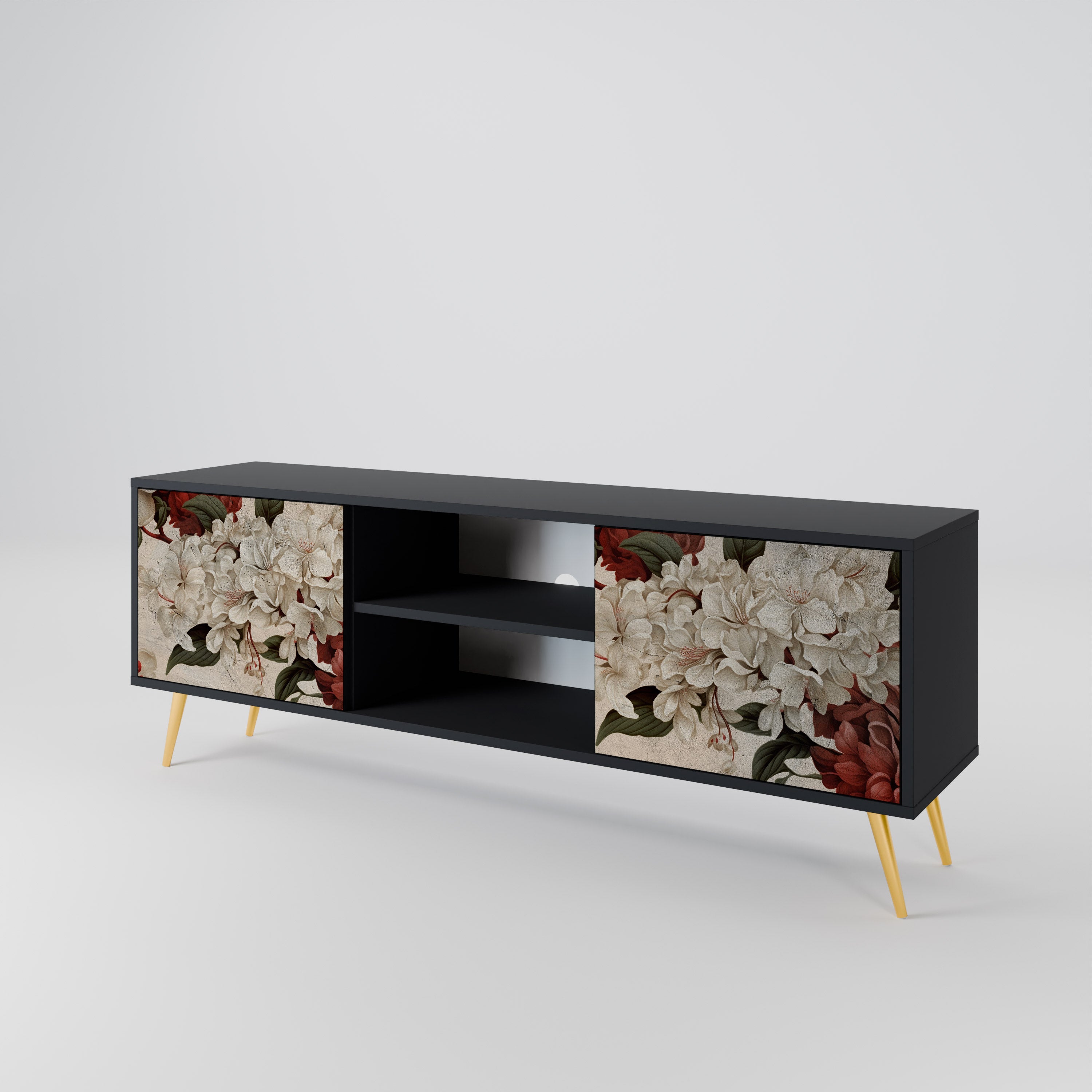 Mueble de TV de 2 puertas EPHEMERAL DAYS en acabado negro