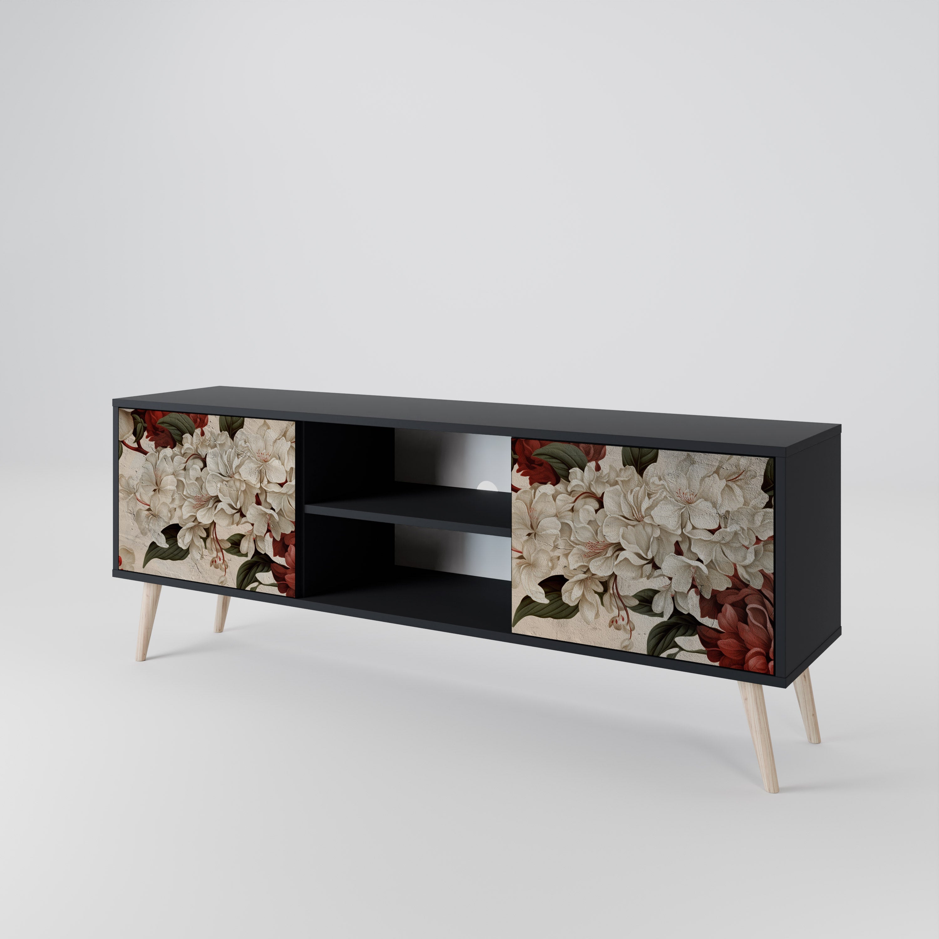 Mueble de TV de 2 puertas EPHEMERAL DAYS en acabado negro