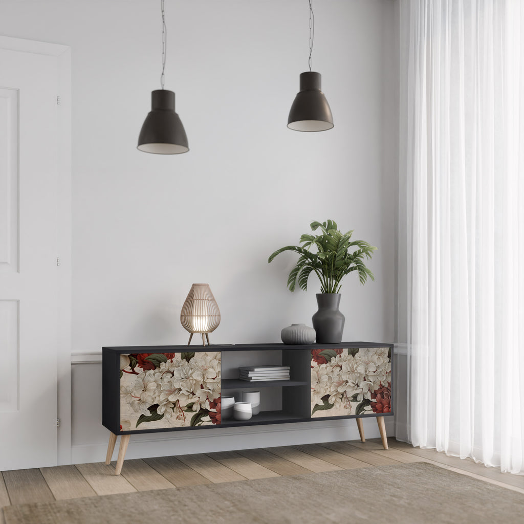 Mueble de TV de 2 puertas EPHEMERAL DAYS en acabado negro