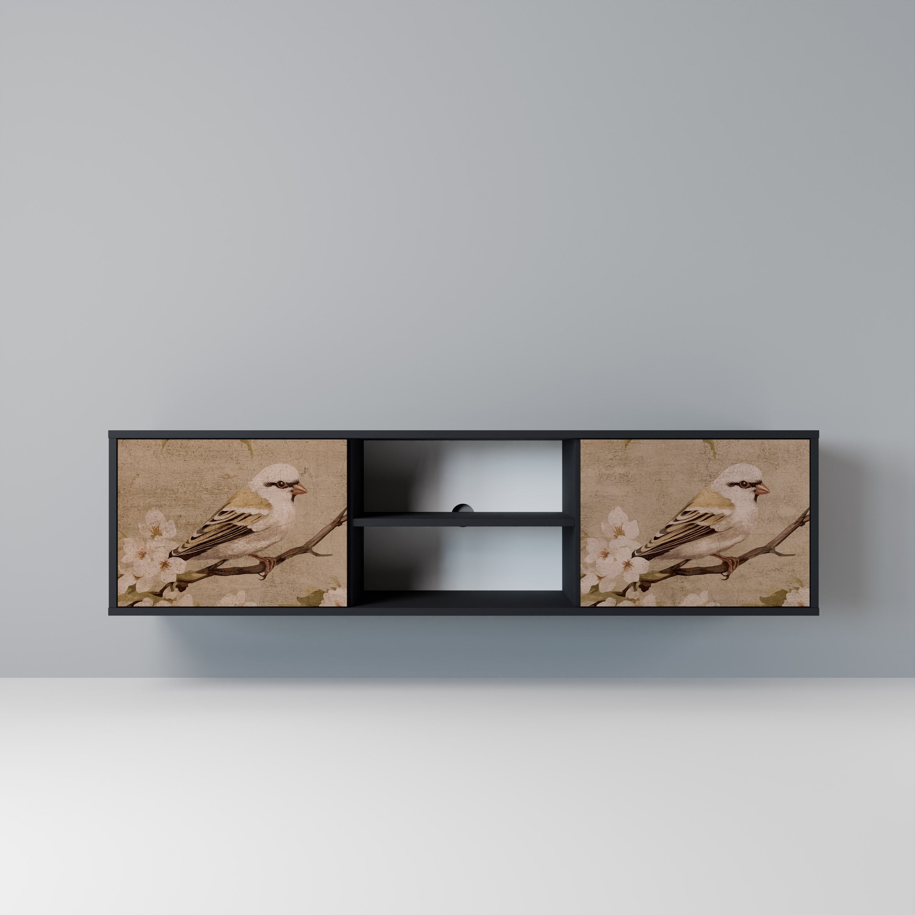 Mueble de TV de 2 puertas PETAL DISTINGUISH en acabado negro