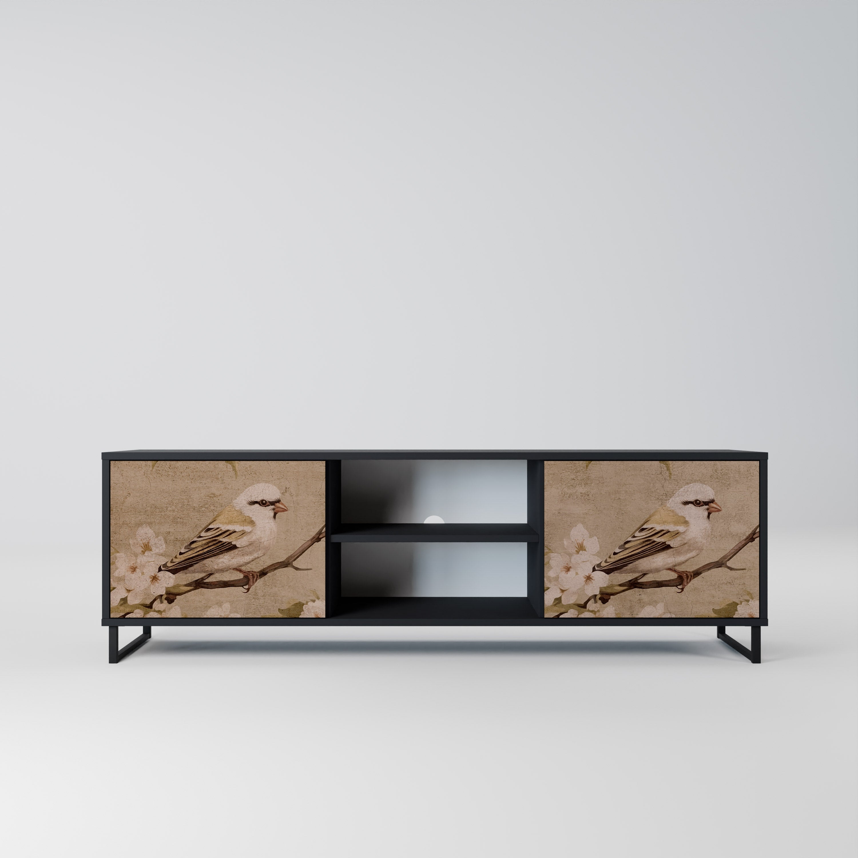 Mueble de TV de 2 puertas PETAL DISTINGUISH en acabado negro